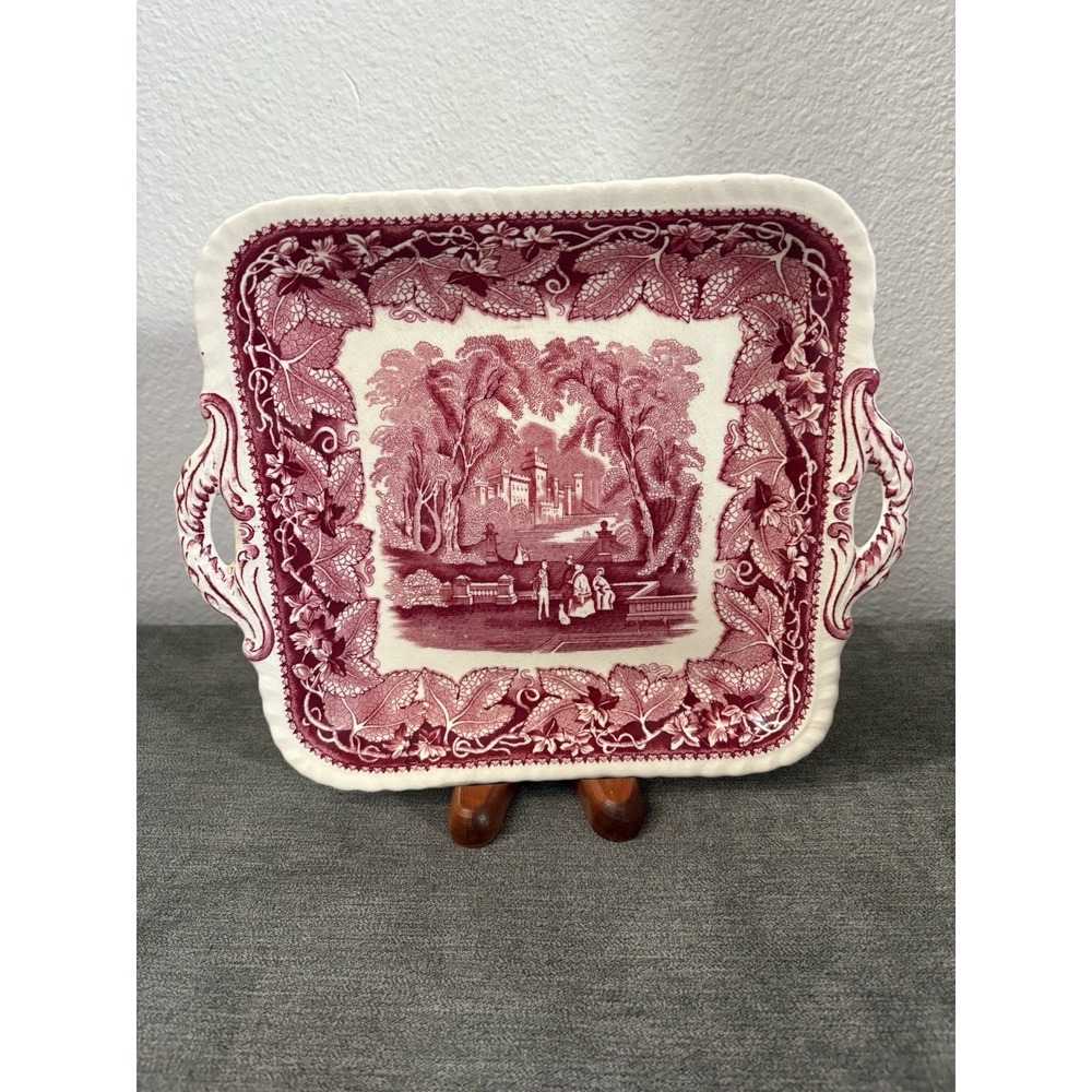 Vintage Rare Masons Vista Red Transferware Ironstone Serving Plate Tray 11"